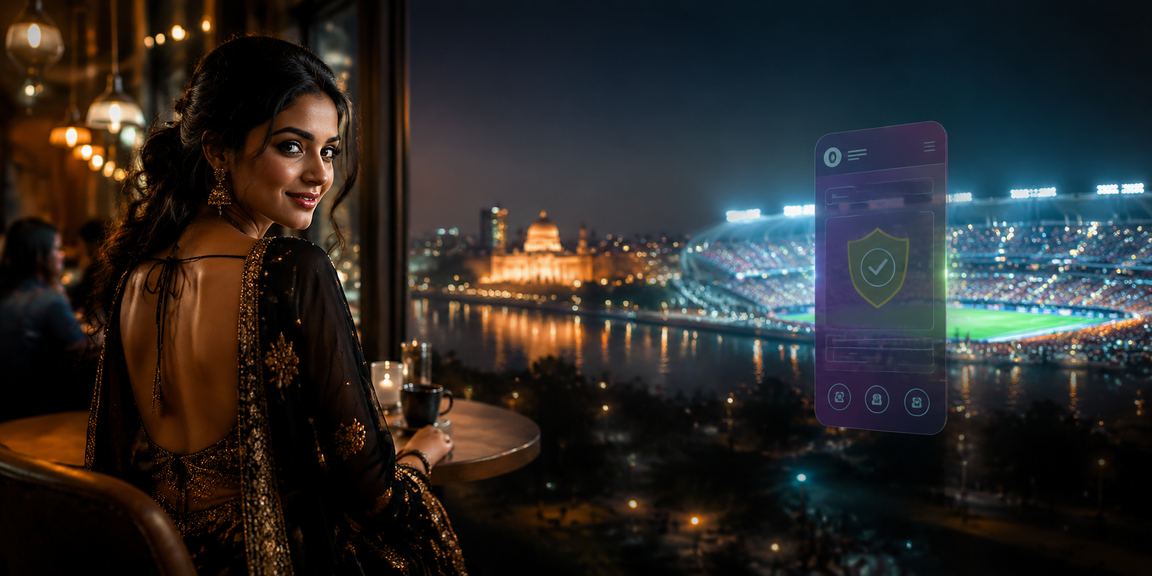 User making mobile payment via UPI in an Indian urban setting
