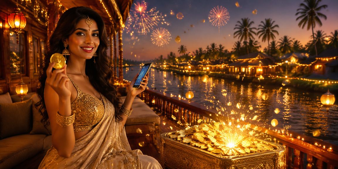 Casino app on phone during Diwali festival in Kerala